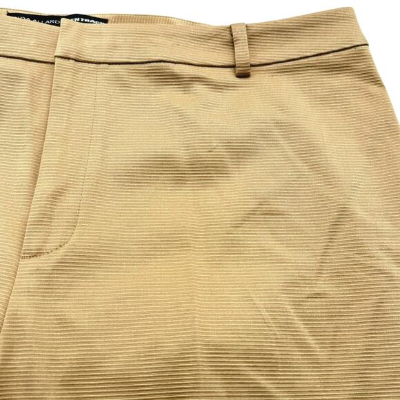 LINDA ALLARD ELLEN TRACY NWT Women's 14 Tan Gold Stripe Straight‎ Trouser Pants - Picture 1 of 10